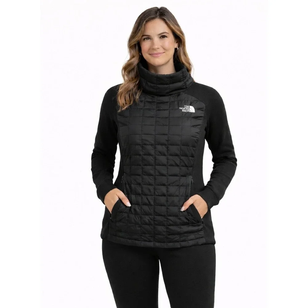 THE NORTH FACE ThermoBall‎ Pullover Jacket Womens Small Black Quilted Hybrid